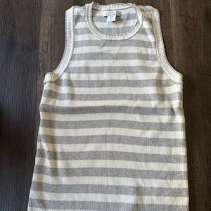 Halston Heritage Gray and White Striped Knit Top